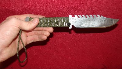 blade length is 14cm, cord wrapped handle