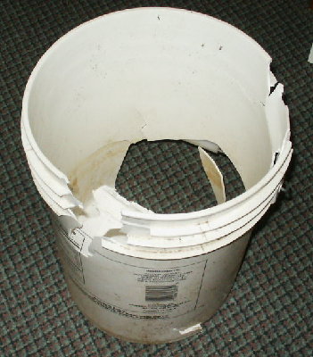 The bucket after the end of testing.