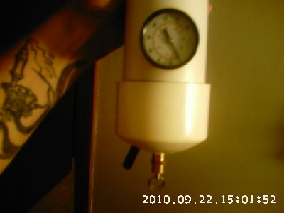 here is my pressure gauge that reads up to 160 psi, tire fill valve and pressure release valve