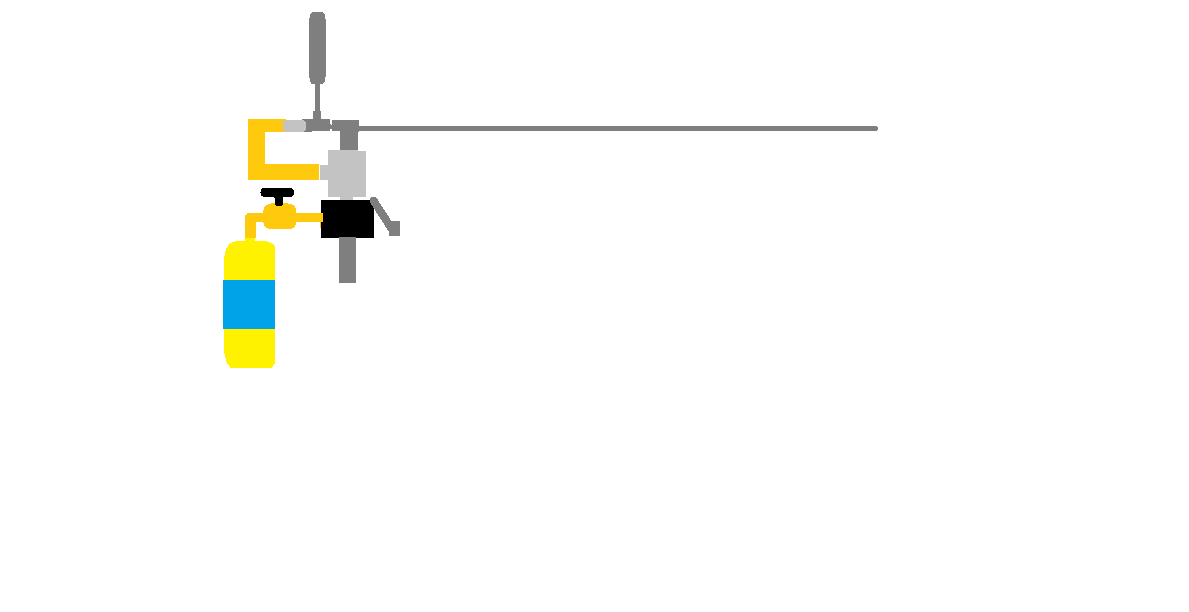 The propane fills up the chamber, which is attached to an air cylinder.  The Air Cylinder (with a magnet on the end of the rod) pushes a bb into firing position.  The The 3 way valve is then triggered, which pilots the QEV.  When the QEV is piloted, air is released into the barrel.