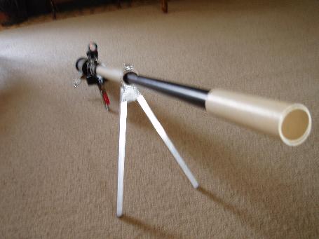 Front on view of the muzzle flash hider and the bipod.