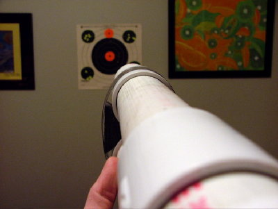 No, I don't actually shoot at that target in my room. The target is there to display my skillz.