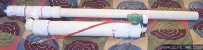 This is my large pneumatic. 330ci 4&amp;quot; sch40 chamber with a Toolies' style piston. Uses a modded 1&amp;quot; sprinkler valve to exhaust the pilot chamber. I wouldn't trust a cell core 4&amp;quot; clean out cap with 1&amp;quot; hole in it to hold 100psi so I made my own end cap. <br />  <br />Seen with Universal Breech Loader (UBL) and Tennis ball Barrel Mounted