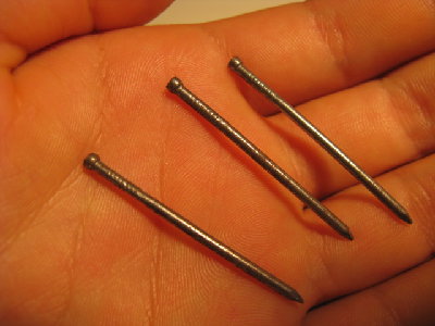 1- Ok, the first things you will need are some some small, sharp, thin nails such as these