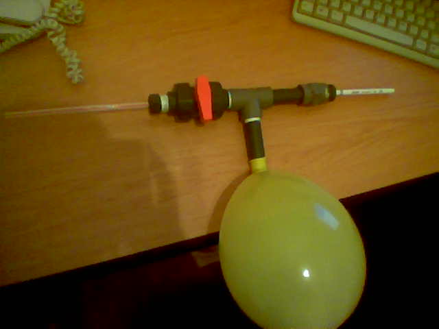The gun ready to fire.