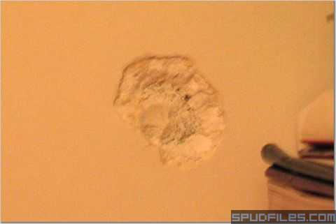 Now shooting at my winter duvet<br /><br />Damn.. I need to take more care when aiming. it just missed and it hit the wall. at 110 psi - the wall which has already been defaces by about 50 marbles. .. haha o well it was amazing. the marble was unharmed by it had white stuff stuck on it and the wall literally exploded with dust - well the hole. it was like bang and dust was all over the place like a tiny explosion. <br />  <br />Well.. this is all - I cant wait till my exams are over, i'm building another mini - but based on a t section diphragm over udner design - cant wait that long lol. i have a thing for mini spudguns - theyre just so cute ands o destructive - but only if you know how to make one properly.