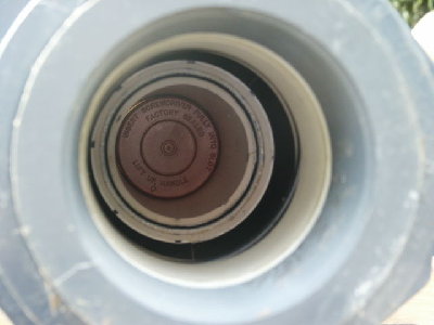 Breech of 2.5 inch QEV tennis ball cannon.