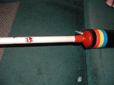 Marshmallow launcher nested in the 4 inch t shirt launcher barrel.