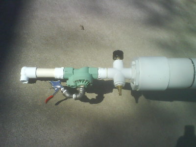 Pilot valve, air in, and pressure gauge