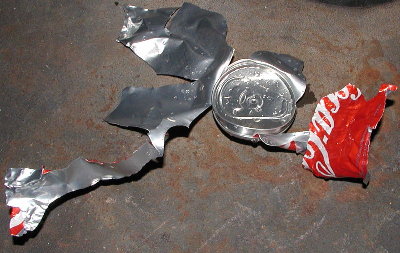 High speed Coke after impact with a tree.