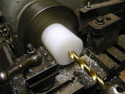 Making a centered dimple in the end of the stock