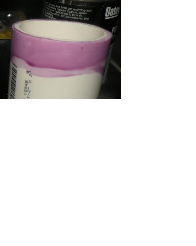 Purple Primer on pipe.