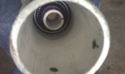 Inside Piston housing.  3/4&amp;quot; barrel port reinforced with epoxy to better seal and increase air flow through the barrel.