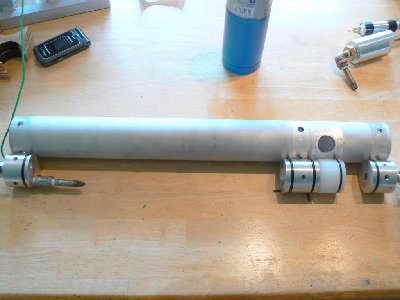 Shot of chamber with machined parts laid out in their respective places.