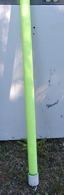 The barrel is bright yellow green.  This is the golfball barrel for my Marshmallow Cannon.