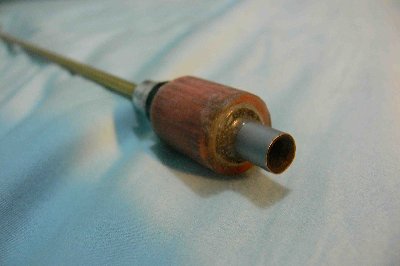 breech end of barrel, rubber tube as a seal
