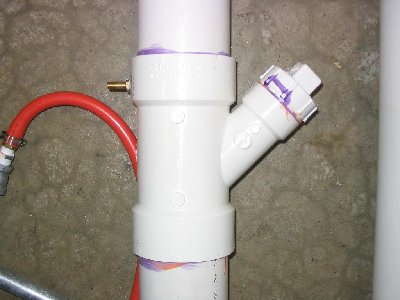 the cleanout for putting in liquid and the shrader valve