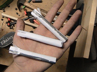 IMG_0381.JPG (234.03 KiB) Viewed 4562 times paper shells filled with what have you. nails, bbs, uncooked spaghetti, rocks. they act as a wad and are fun