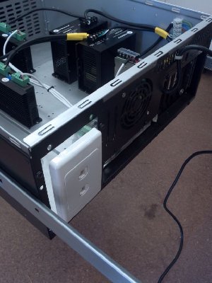 From the back, the RJ-45 sockets will connect to the home and limit switch wiring.