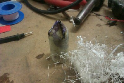 Gnarley! Found a use for pvc shavings. Soaked the inside with primer and glue and shoved the shavings in.