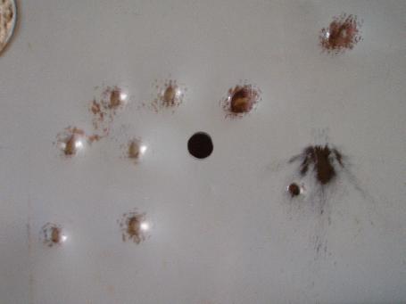 This is some shots  at sheet metal from my cannon wiht marbles.