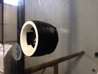 Failed Piston Design #1 (1.25&quot; pipe section with hot glue and electric tape)