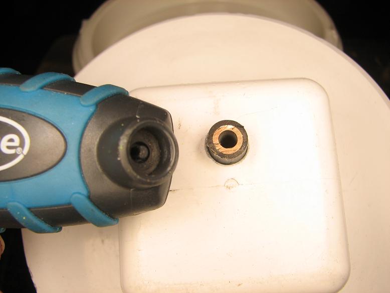 The cut down valve stem and the gauge air inlet