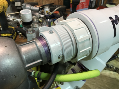 I had to put a 2” PVC Union on the QEV in order to attach it in the fixed corner position.