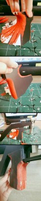 hand grip + red putty