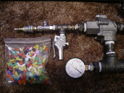 valve setup and a bag of dissasembled wire hunting darts