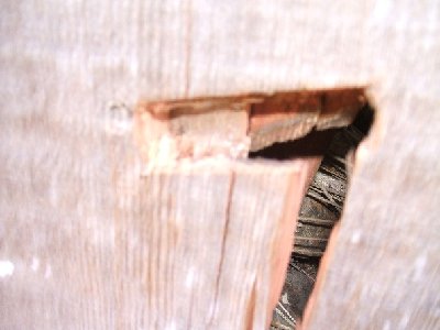 The hole left by a battery. It went through the motherboard, flew 20 feet, then went through my 1&amp;quot; wood fence, SIDEWAYS.
