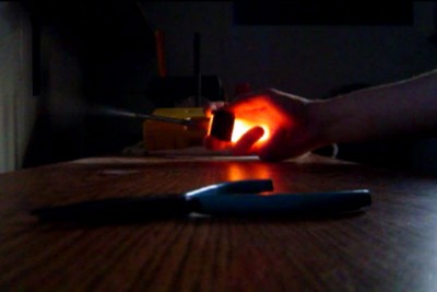 Mean glow, small jet flame out barrel not cought so well by my camera.
