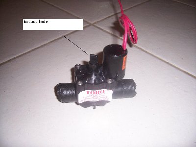 the toro valve with the flow control handle with  pin in place