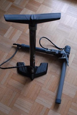 Size comparison with its pump.