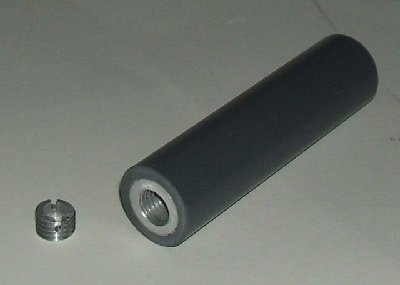 cartridge front view, threaded section removed.  Note how I added a notch to enable it to be screwed in.